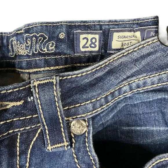 Miss Me Women's Blue Boot Cut Jeans with Gold Embroidery - Picture 6 of 13